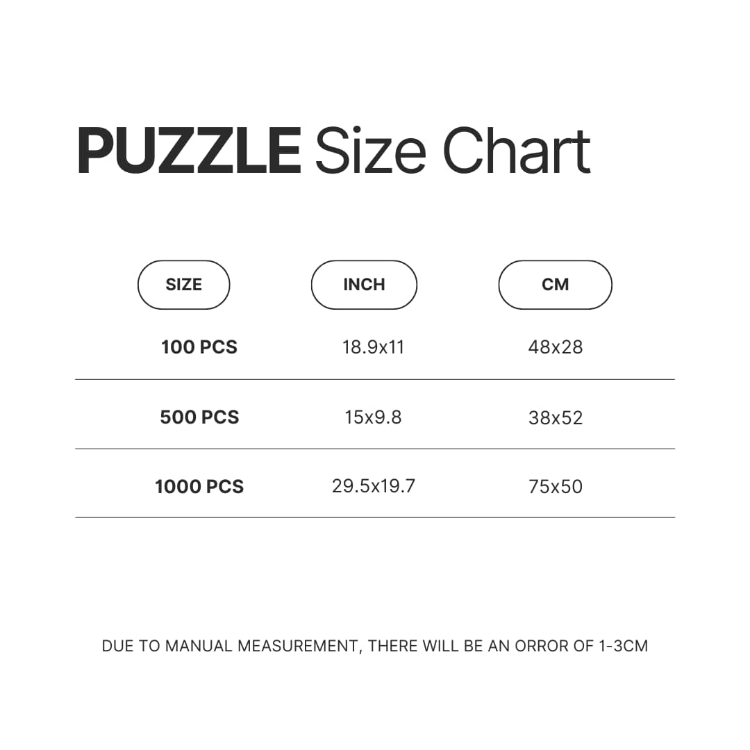 Puzzle Size Chart - Beach Bunny Shop