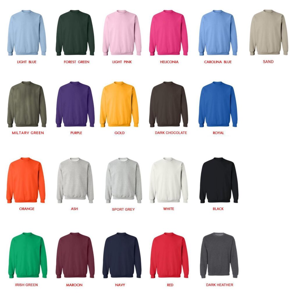 sweatshirt color chart - Beach Bunny Shop